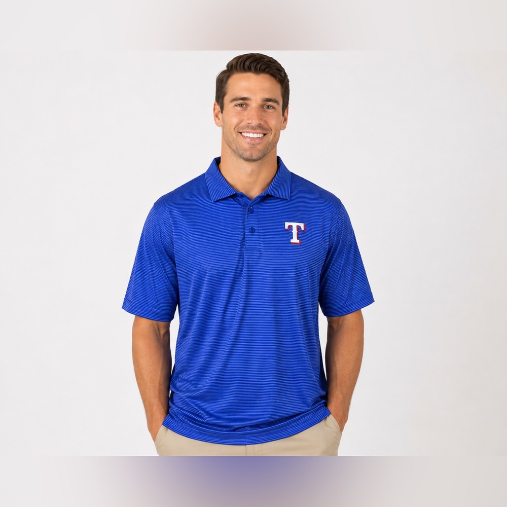 Antigua Texas Rangers Polo Shirt Mens XXXL Blue Striped MLB Golf Polo